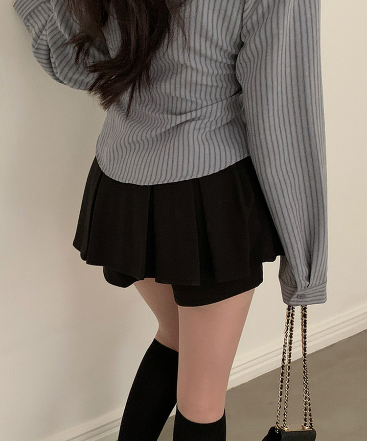 プリーツパンツインスカート BLACK