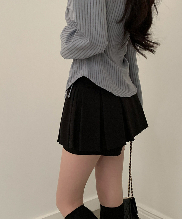 プリーツパンツインスカート BLACK