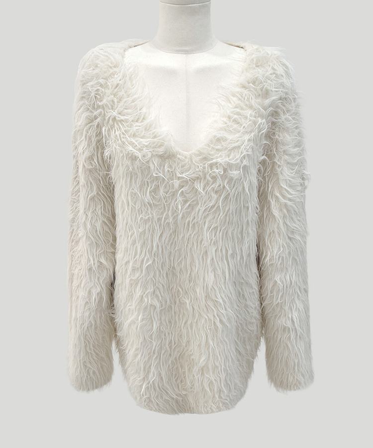 ファーVネックニット