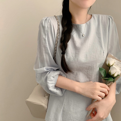 이브 허리끈 봄 긴팔 라운드넥 블라우스 봄옷 상의 벚꽃 소라