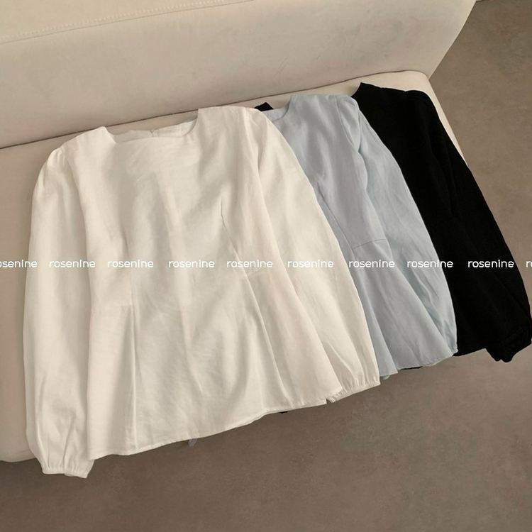 이브 허리끈 봄 긴팔 라운드넥 블라우스 봄옷 상의 벚꽃