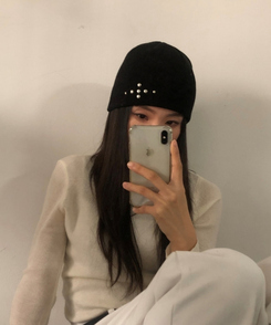 シルバースタッドビーニー(5color) BLACK