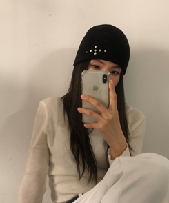 シルバースタッドビーニー(5color) BLACK