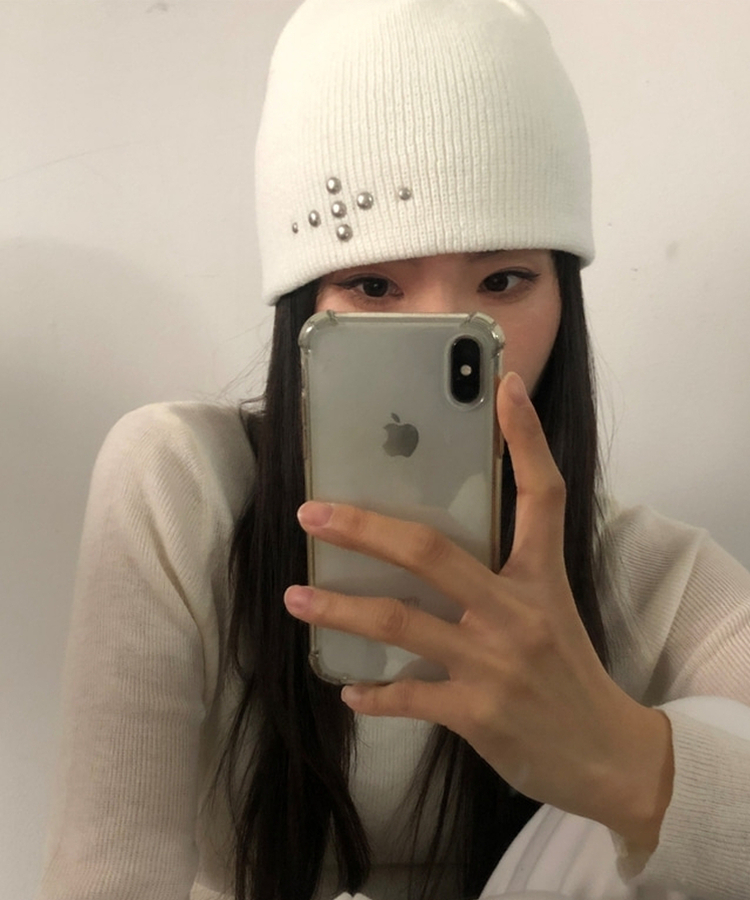 シルバースタッドビーニー(5color) IVORY