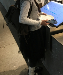 リンヌウエストバンディングシフォンティアードフリルレースミディスカート2colorレイヤードスカート BLACK