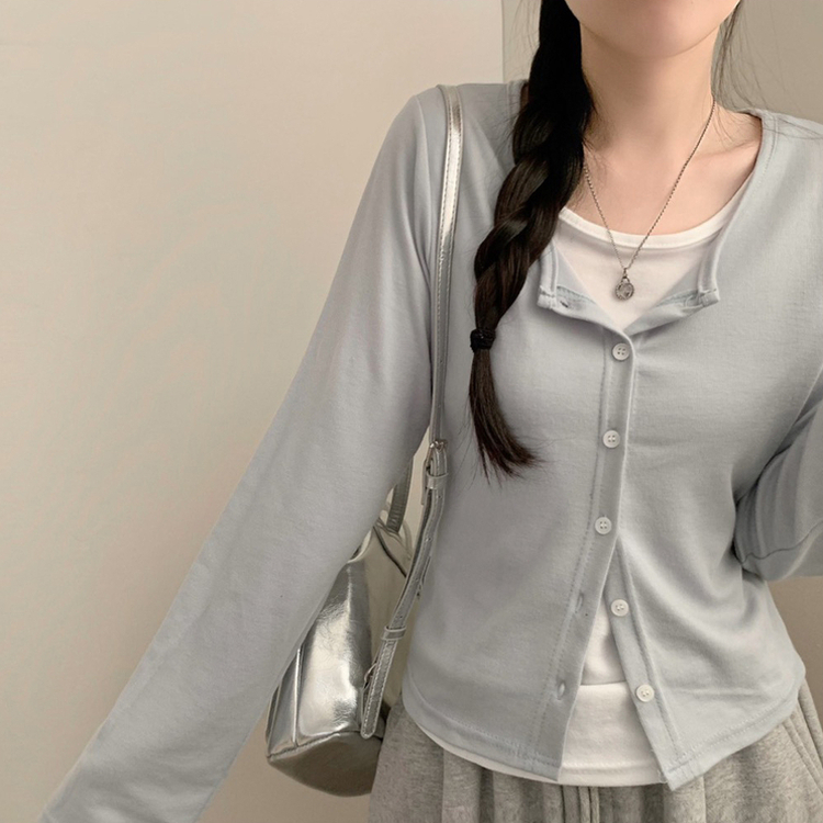 루즈핏 일체형 레이어드 긴팔 가디건 봄 봄옷 가을 가을옷 빅사이즈 66 77이즈 긴소매 티셔츠 소라