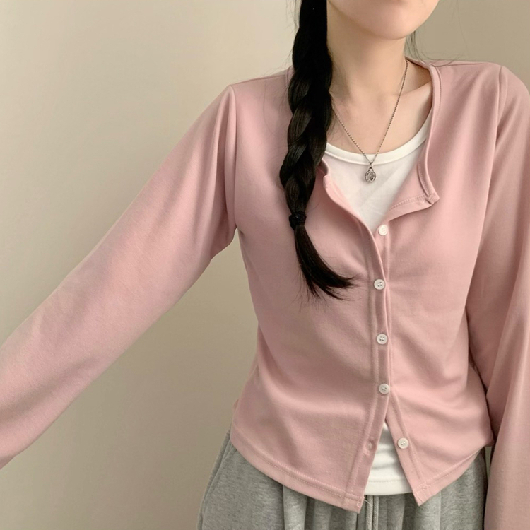 루즈핏 일체형 레이어드 긴팔 가디건 봄 봄옷 가을 가을옷 빅사이즈 66 77이즈 긴소매 티셔츠 핑크