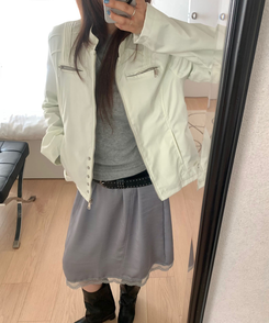 ジッパースタッドスナップジャケット IVORY