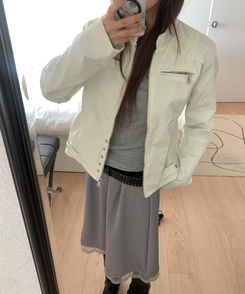 ジッパースタッドスナップジャケット IVORY