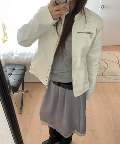 ジッパースタッドスナップジャケット IVORY