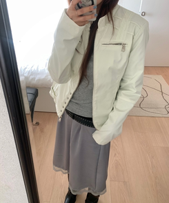 ジッパースタッドスナップジャケット IVORY