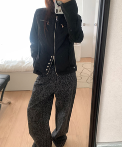 ジッパースタッドスナップジャケット BLACK