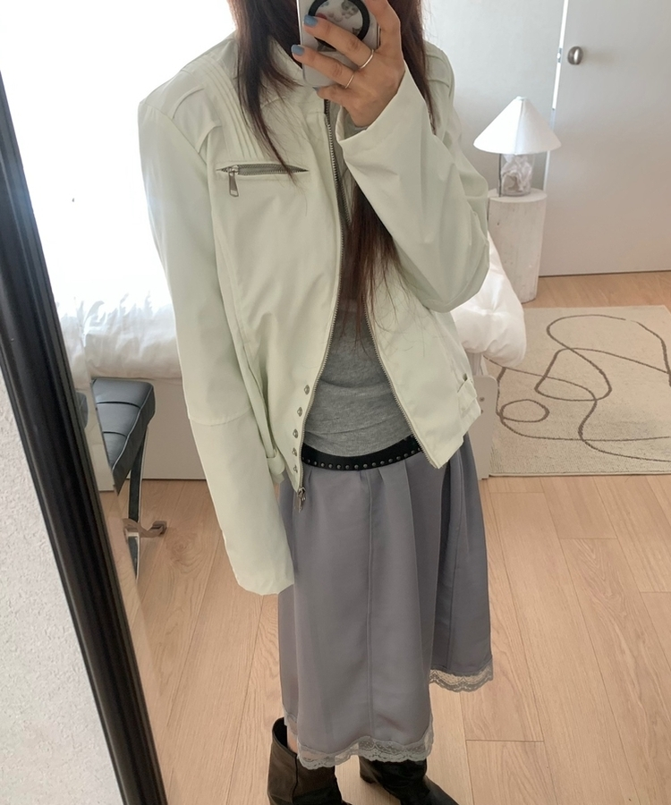 ジッパースタッドスナップジャケット IVORY