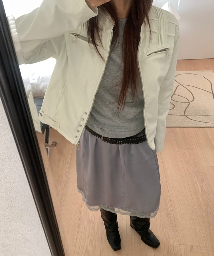 ジッパースタッドスナップジャケット IVORY