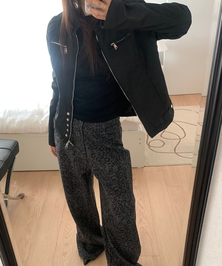 ジッパースタッドスナップジャケット BLACK