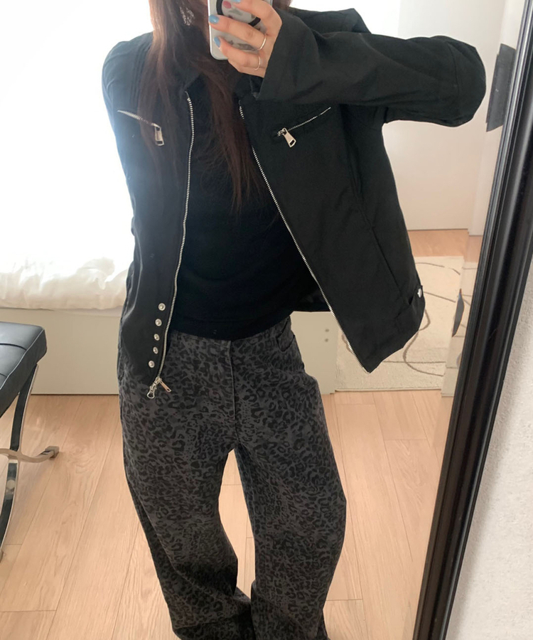 ジッパースタッドスナップジャケット BLACK