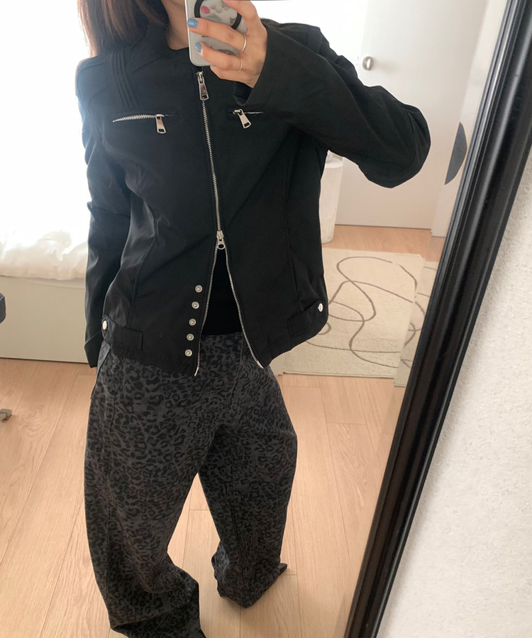 ジッパースタッドスナップジャケット BLACK