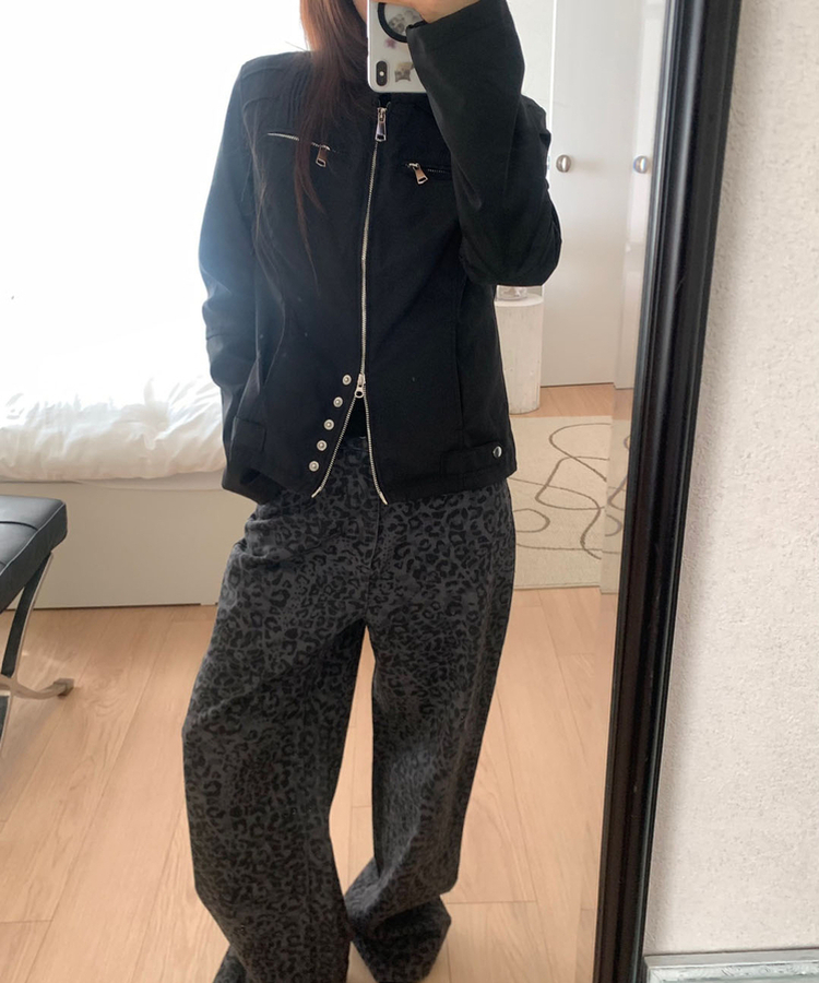 ジッパースタッドスナップジャケット BLACK