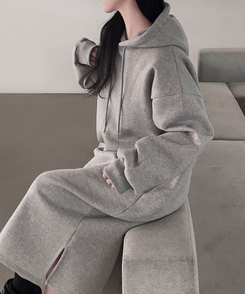 フードデイリーロングワンピース GREY