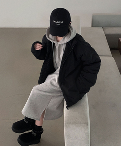 フードデイリーロングワンピース GREY