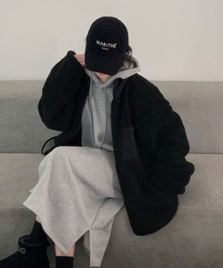 フードデイリーロングワンピース GREY