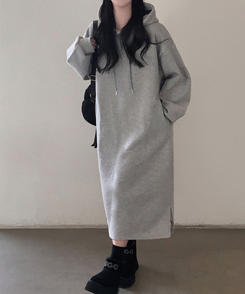 フードデイリーロングワンピース GREY