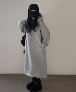 フードデイリーロングワンピース GREY