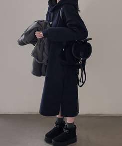 フードデイリーロングワンピース NAVY