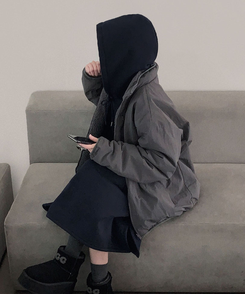 フードデイリーロングワンピース NAVY