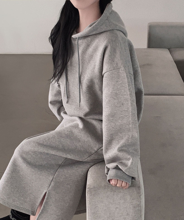 フードデイリーロングワンピース GREY