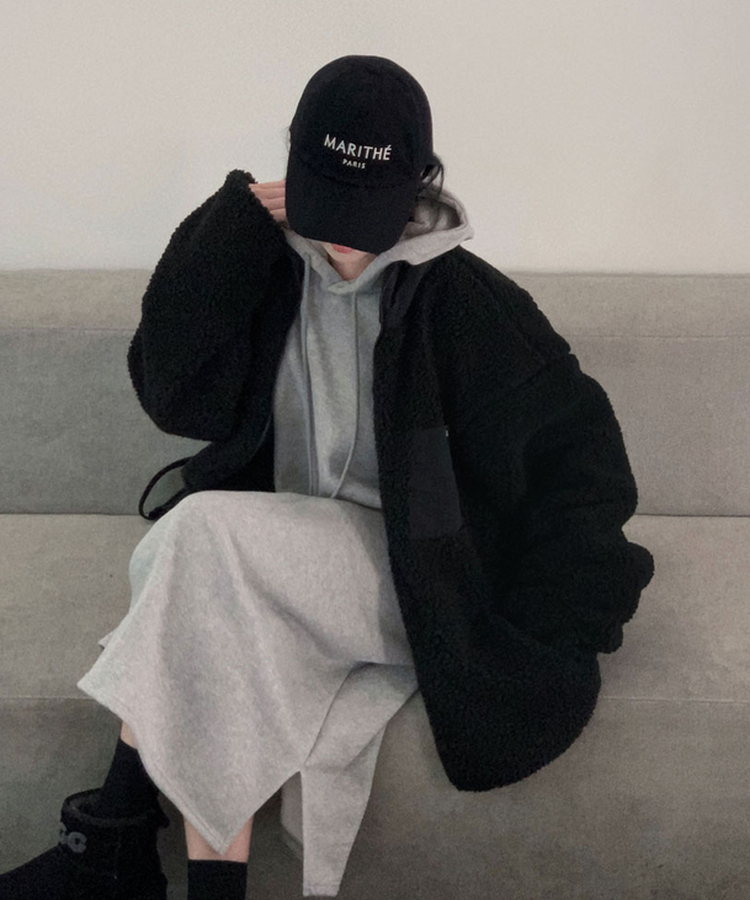 フードデイリーロングワンピース GREY