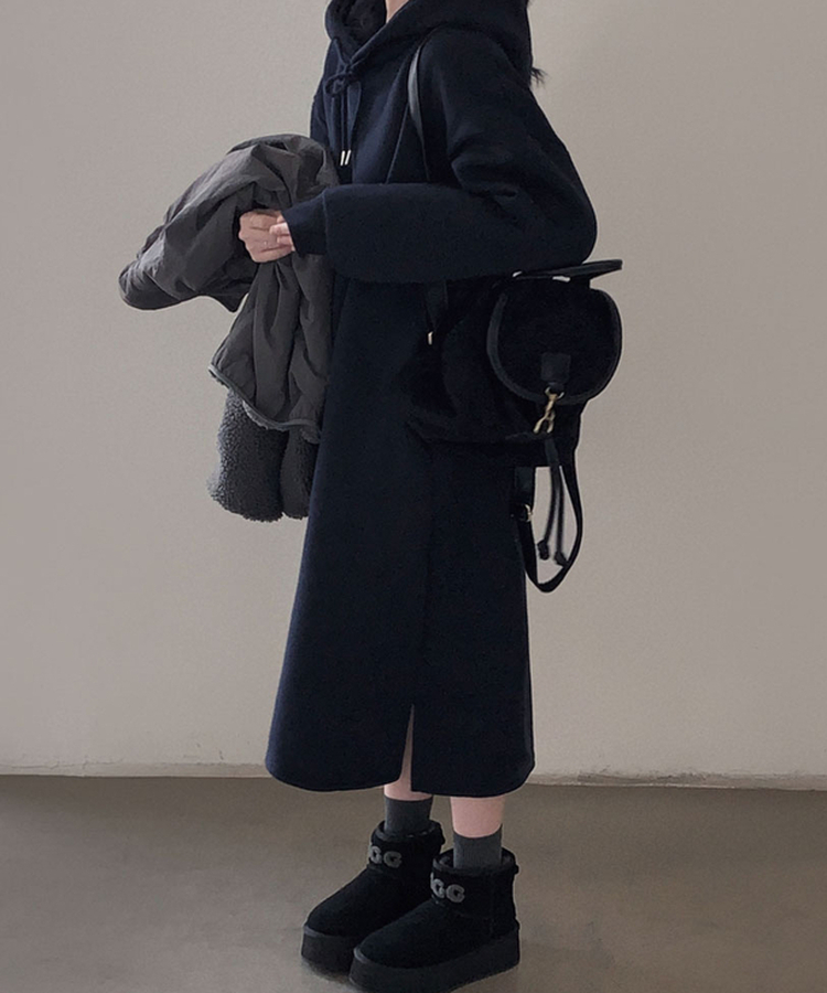 フードデイリーロングワンピース NAVY