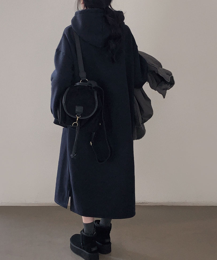 フードデイリーロングワンピース NAVY