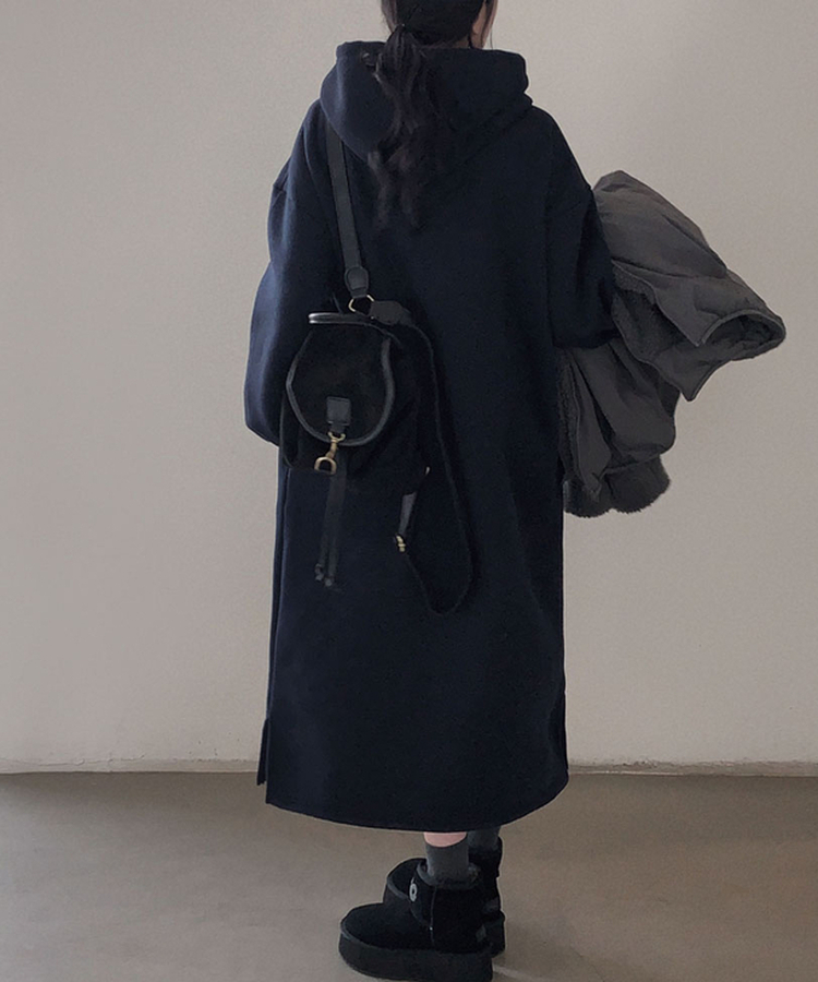 フードデイリーロングワンピース NAVY