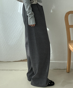 ストライプワイドバンディングパンツ CHARCOAL