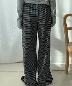 ストライプワイドバンディングパンツ CHARCOAL