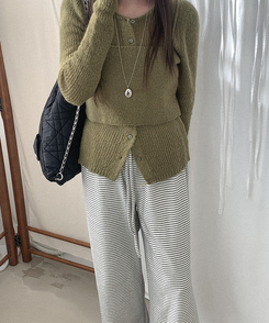 ストライプワイドバンディングパンツ IVORY