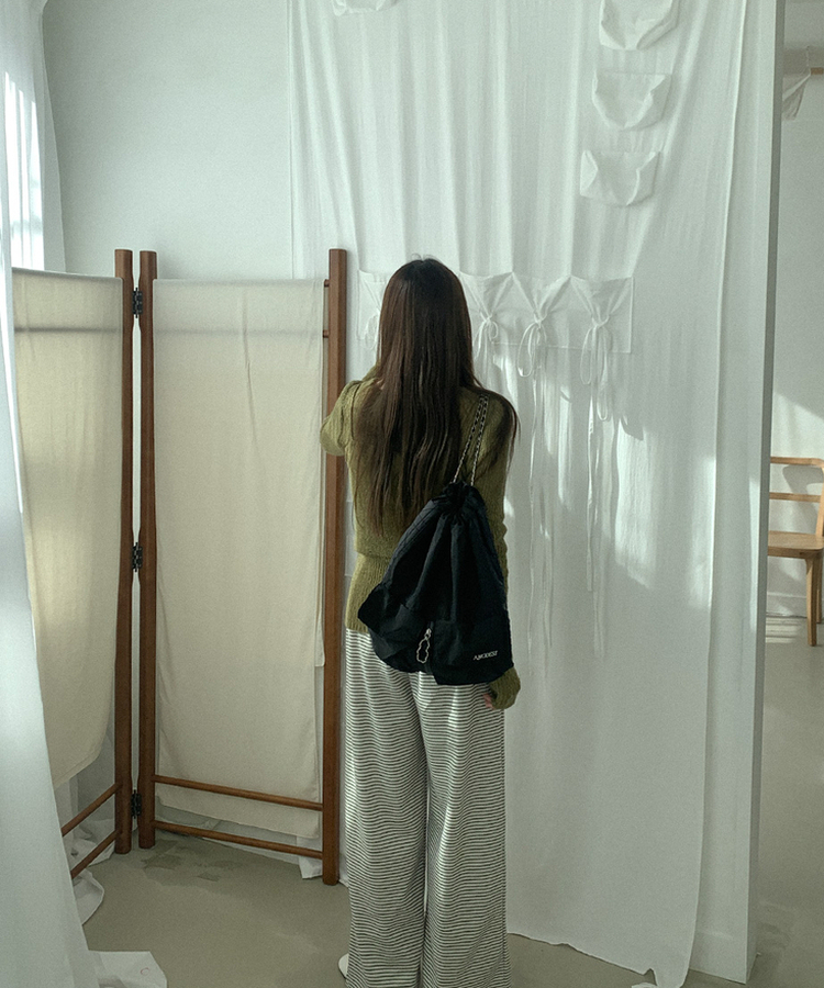 ストライプワイドバンディングパンツ IVORY