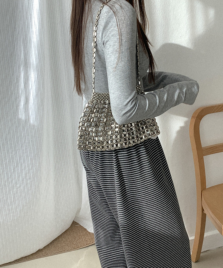 ストライプワイドバンディングパンツ CHARCOAL