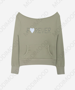 オフショルダーレタリングトレーナー