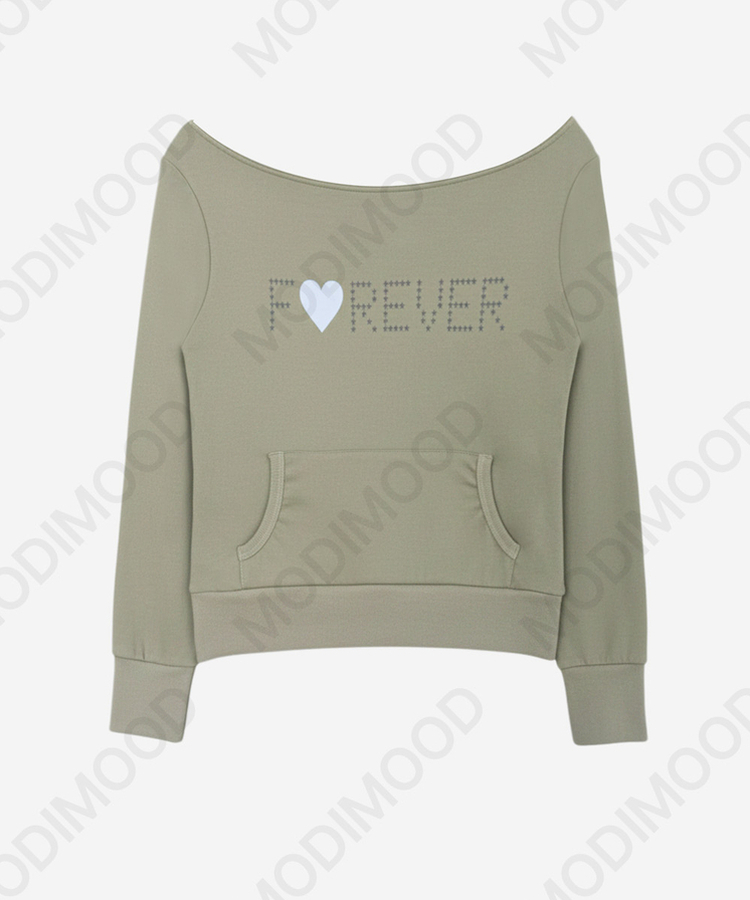 オフショルダーレタリングトレーナー