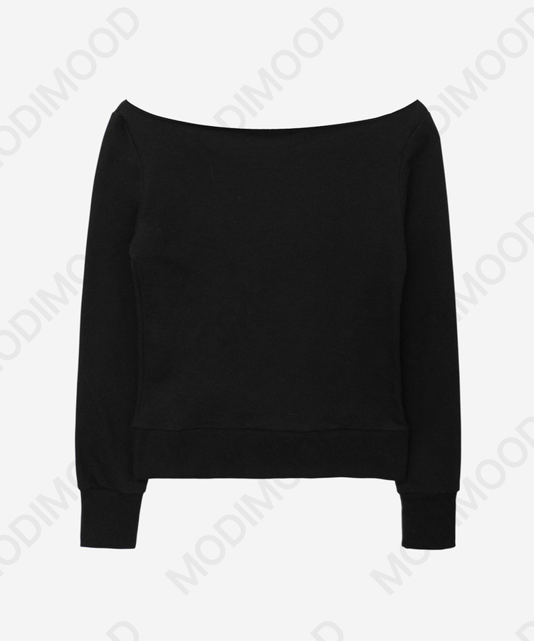 オフショルダーレタリングトレーナー