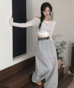 サギングバンディングワイドステッチトレーニングパンツ GREY