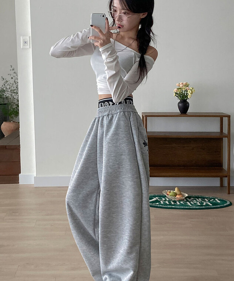 サギングバンディングワイドステッチトレーニングパンツ GREY