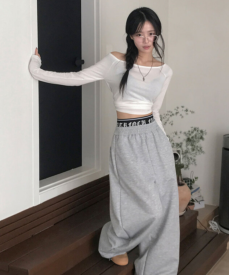 サギングバンディングワイドステッチトレーニングパンツ GREY