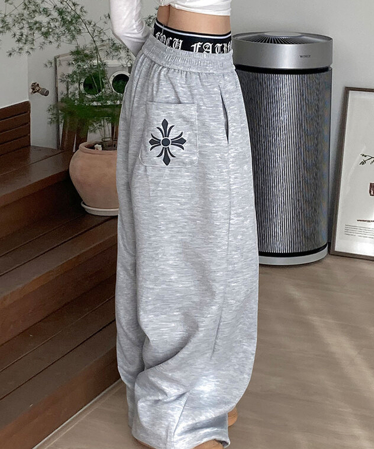 サギングバンディングワイドステッチトレーニングパンツ GREY