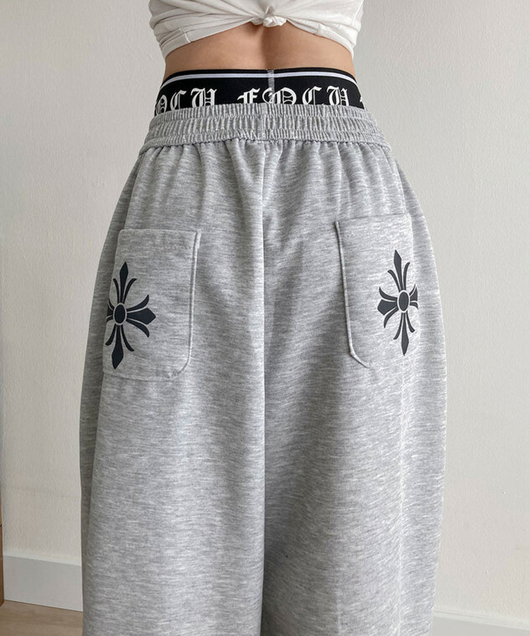 サギングバンディングワイドステッチトレーニングパンツ GREY