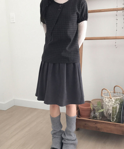 クラシックプリーツハーフスカート CHARCOAL