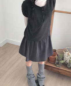 クラシックプリーツハーフスカート CHARCOAL