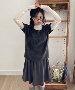 クラシックプリーツハーフスカート CHARCOAL